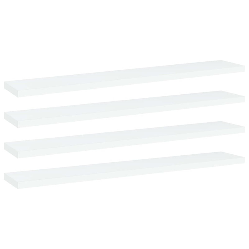 Ensemble de 4 tablettes simples en bois d'ingénierie blanc 23,6 x 3,9 x 0,6 po