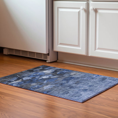 Tapis bleu Cerrito lavable à la machine de qualité supérieure