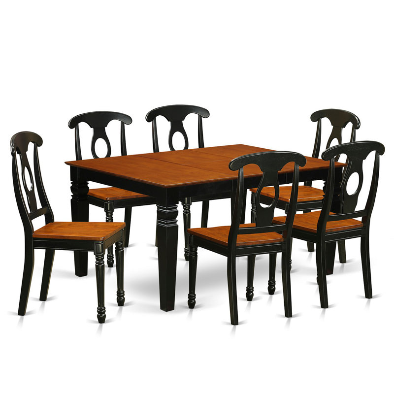 Beley 6 - Person Solid Wood Solid Wood Top Four Leg Dining Set, Black