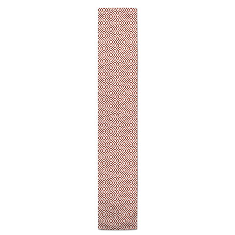 Chemin de table en losanges pointillé Nalston, 72 po x 16 po, Rouille, Pointillé de diamant