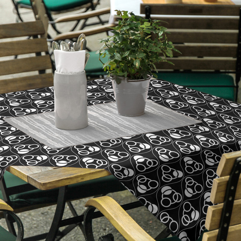 Classic Circles and Waves Tablecloth, Black