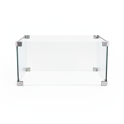 30" Square Clear Tempered Glass For Fire Pit Burners, Wind - Screens Continuous Flame Function, Charming Style Transparent Design Any Decor Setup, Quick And Easy To Install , 17.83 In Depth, 4.1
