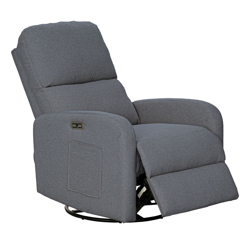 Fauteuil inclinable électrique pivotant 3 en 1 Dakota avec ports USB, ports Type-C et poche latérale, Gris