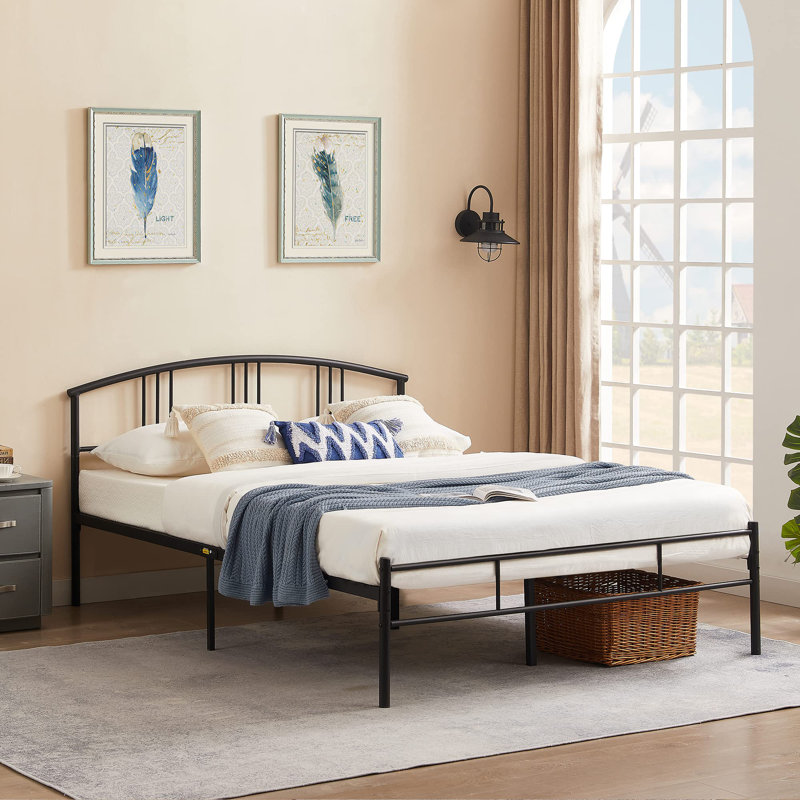 Breeona 37.2" Steel Bed Frame, Matte Black