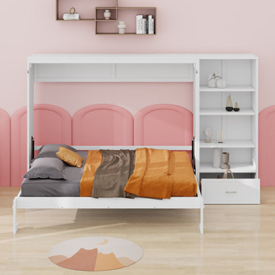 Lit escamotable mural avec tiroir de rangement intégré et tablettes personnalisables