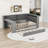 Full Wood Daybed with Trundle, LED Light, Desk, Shelves and Charging Station-1381431251