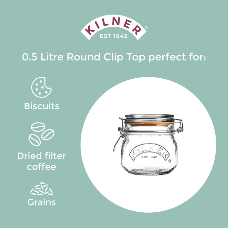 Kilner Clip Top Round Jar 0.5L, 3