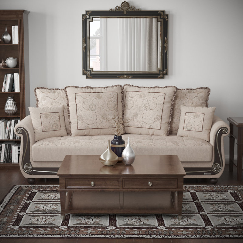 Canapé-lit rembourré avec rangement Primenest Timberline, Beige