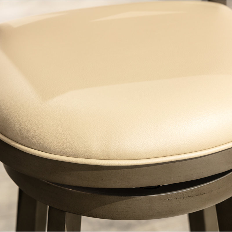 Tabouret de comptoir gris patiné de 24 po avec siège pivotant et confortable en cuir - idéal pour le rembourrage de votre bar et pour un confort durable