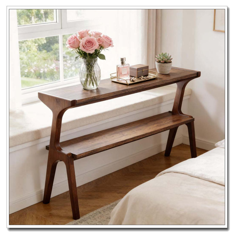 Table de rangement, table de bout compacte, table d'appoint en bois, Brun rustique