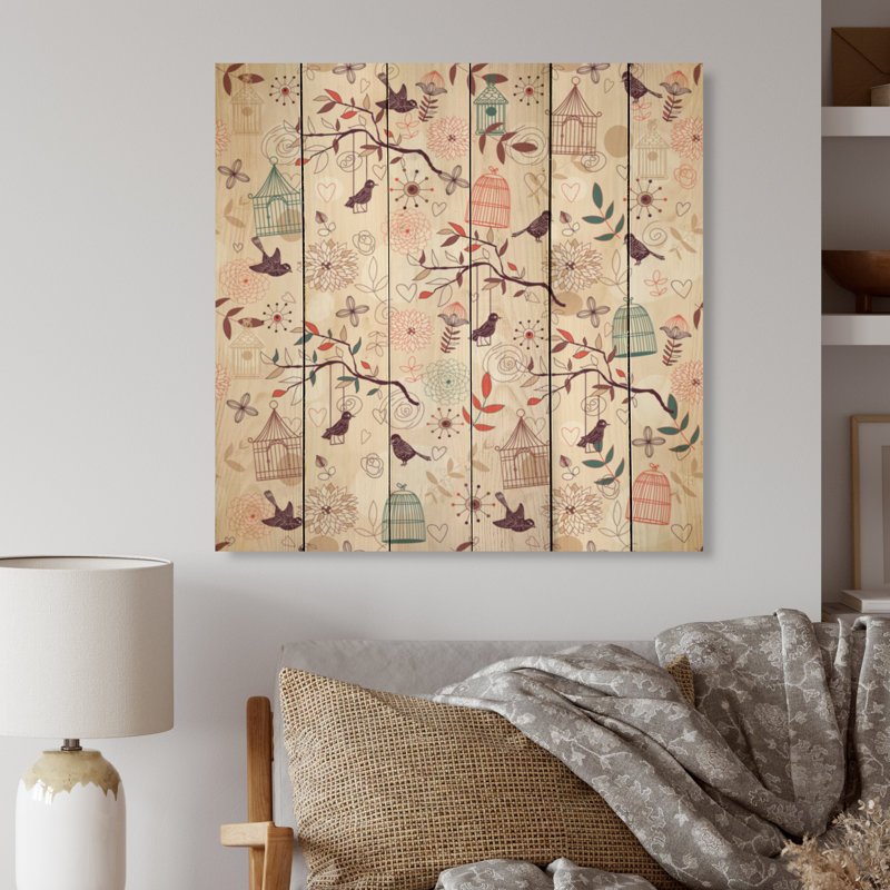 Motif d'oiseaux - impression sur, H 30 po x l 30 po x P 1 po