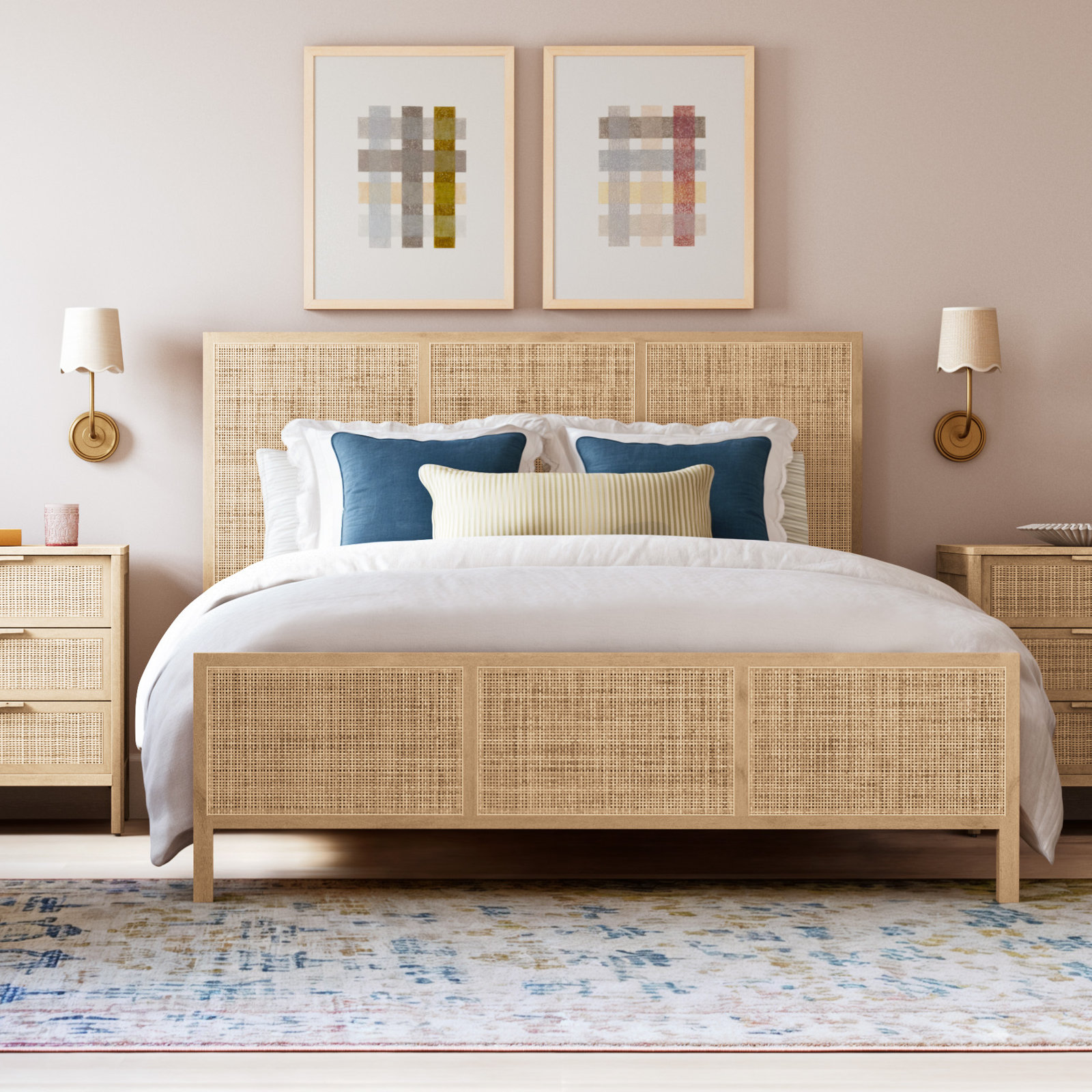 Lancel "Gridlock Vertical" Print by Beth James, Maple Framed, 25'' H X 40'' W X 1.25'' D