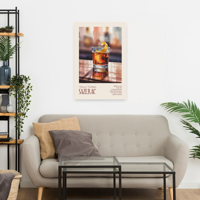 Art mural rétro classique classique Sazerac, H 24 po x l 16 po