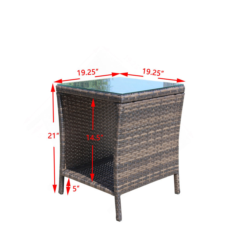 Outdoor Patio Furniture 1 Coffee Table With Clear Tempered Glass, Brown