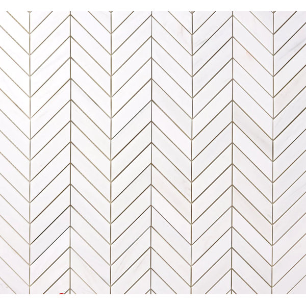 Bianco Dolomite 12" x 12" Marble Herringbone / Chevron Mosaic Tile