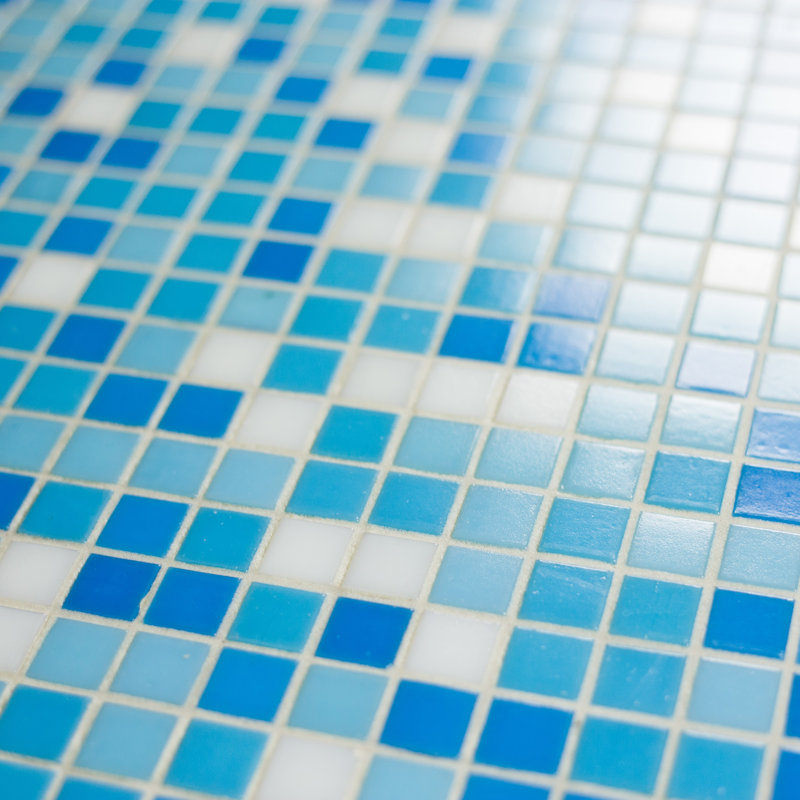 Swimming Pool 0.75" x 0.75" Glass Grid Mosaic Wall & Floor Tile