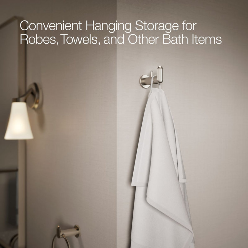 Kumin Wall Mounted Robe Hook, Vibrant Brushed Nickel