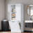 Tall Bathroom Storage Cabinet With Adjustable Shelves, Large Flip-out Basket And Enclosed Cabinets-1644168216