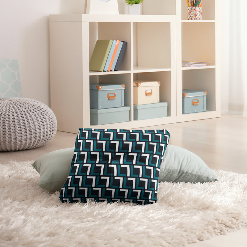 Housse et insert de coussin carré de luxe Jacksonville Football, Bleu sarcelle / blanc / noir, 26 po x 26 po