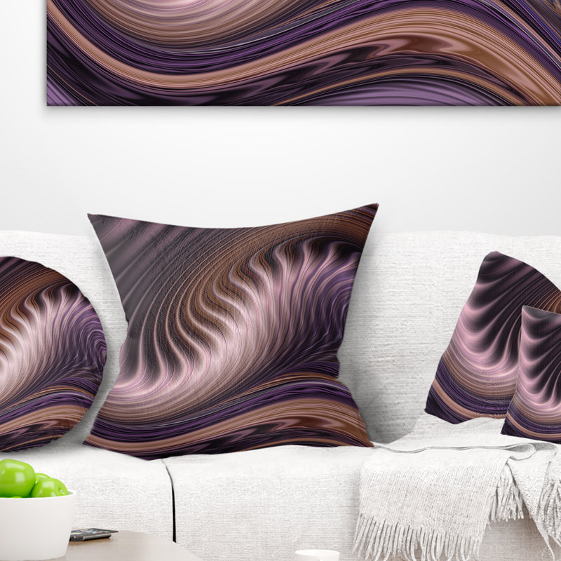 Art mural fractal mauve - oreiller abstrait imprimé, 18 po x 18 po, Coussin décoratif