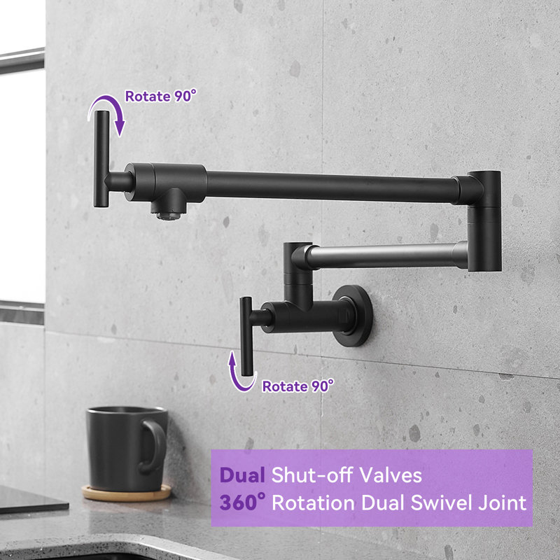 Wall Mounted Pot Filler, Matte Black