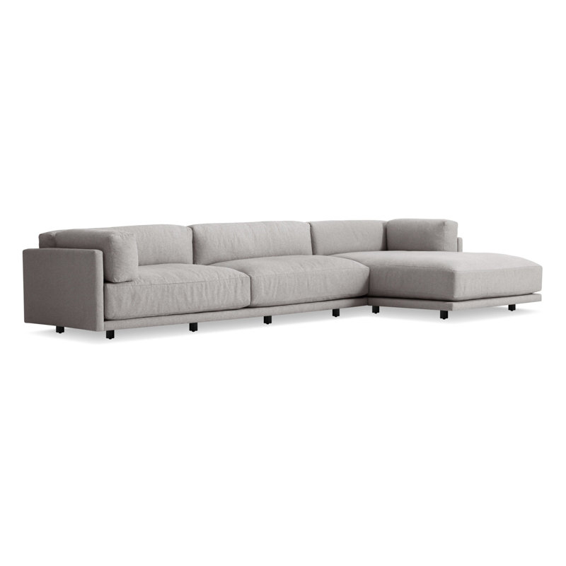 Sunday Chaise Sectional, Agnew Gray Cotton Blend, Right Hand Facing