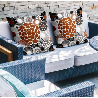 Floral Outdoor Reversible Throw Pillow