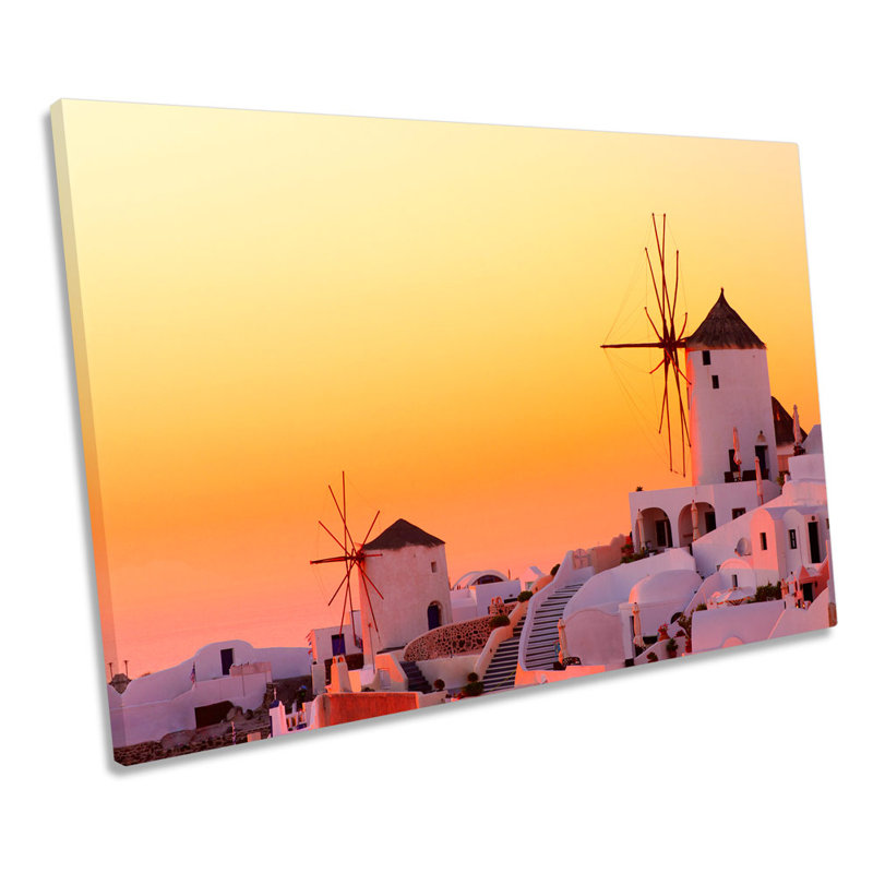 Santorini Sunset Greece - Wrapped Canvas Print, 30.5cm H x 45.7cm W x 2cm D