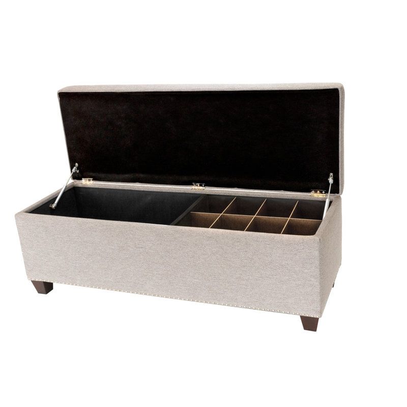 Lalonde Polyester Blend Upholstered Storage Bench, Mink, Yes