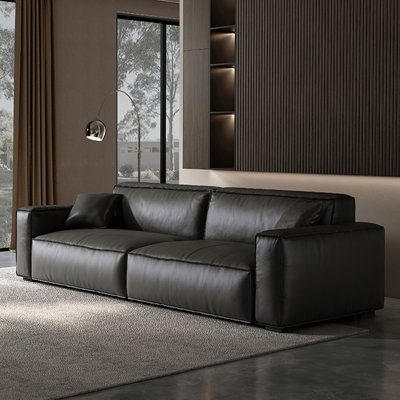 Canapé standard en cuir véritable noir