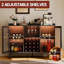 Armoire de bar à vin de ferme avec lumières à DEL, armoire de café à la maison avec supports à vin