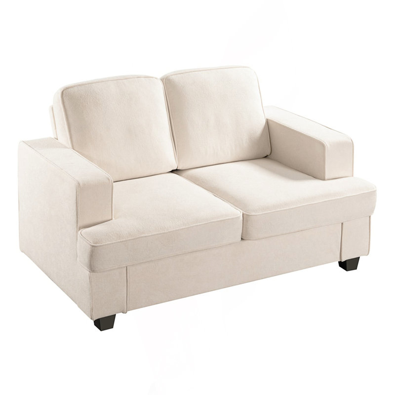 Causeuse moderne, canapé confortable 2 places avec assise profonde, canapé de salon, Velours ivoire