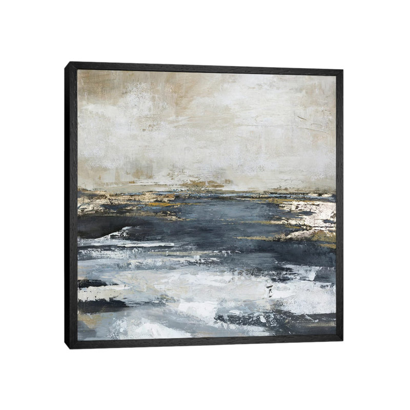 Blue Bay - Painting on Canvas, 66.04cm H x 66.04cm W x 3.81cm D, Black Framed