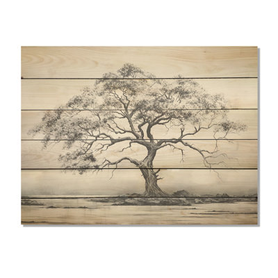 Arbre africain, minimalisme I - arbre, art africain sur bois de pin naturel