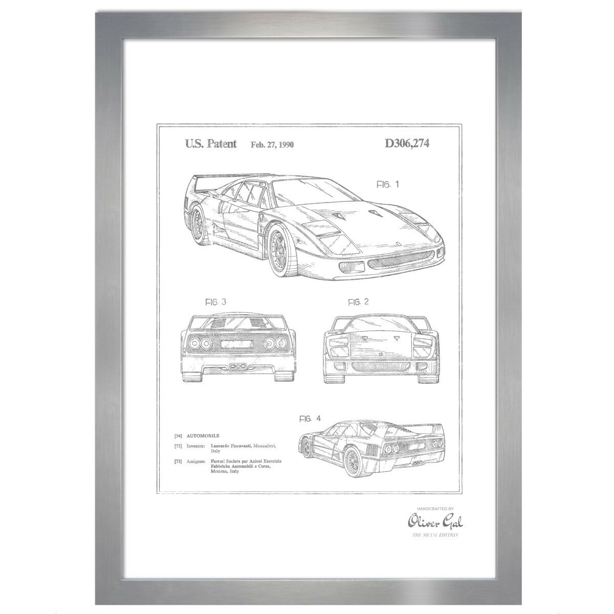 Ferrari F40 Patent Poster; Patent Artwork