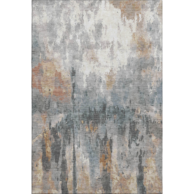 Premium Machine Washable Mayfield Abstract Rug, Rust, 5' x 7'6"