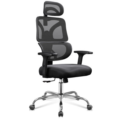 Office Chair Big and Tall Reclining Ergonomic Desk Chair for Long Hours, Comfy Breathable Mesh, Adjustable Armrests with Lumbar Support