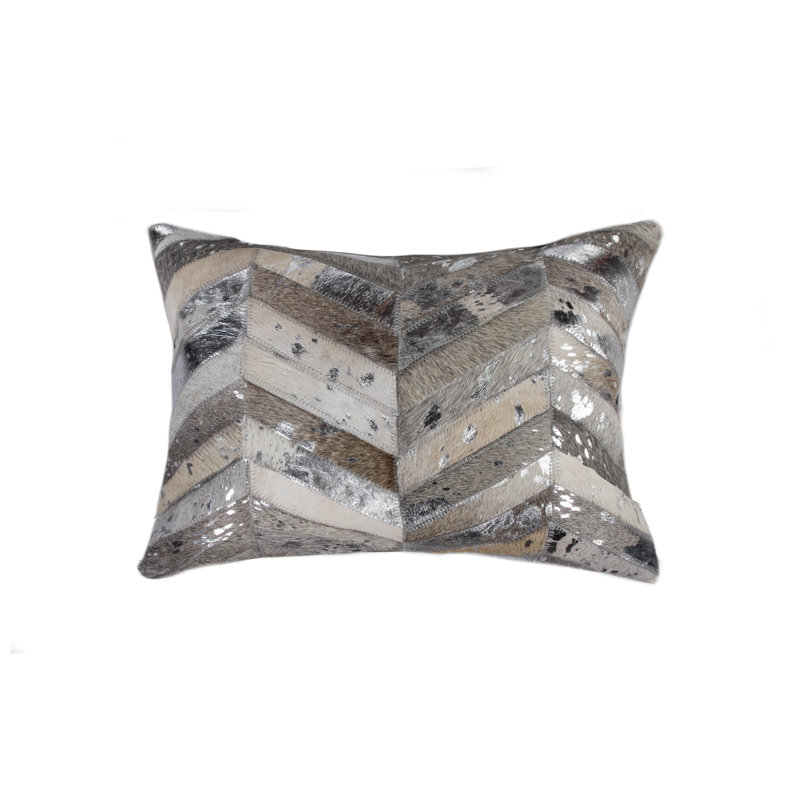 Housse et insert de coussin rectangulaire en cuir / suède lombaire Torino, Gris/argent