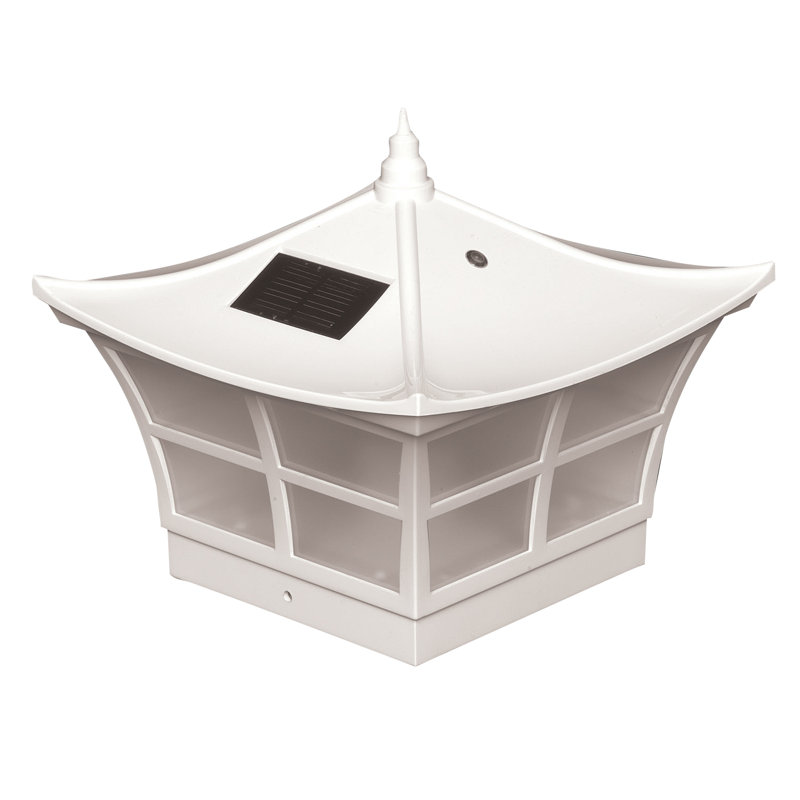 Solar White Pvc Low Voltage Integrated LED Fence Post Cap Light 5 In. X 5 In. with Base Adapter Included