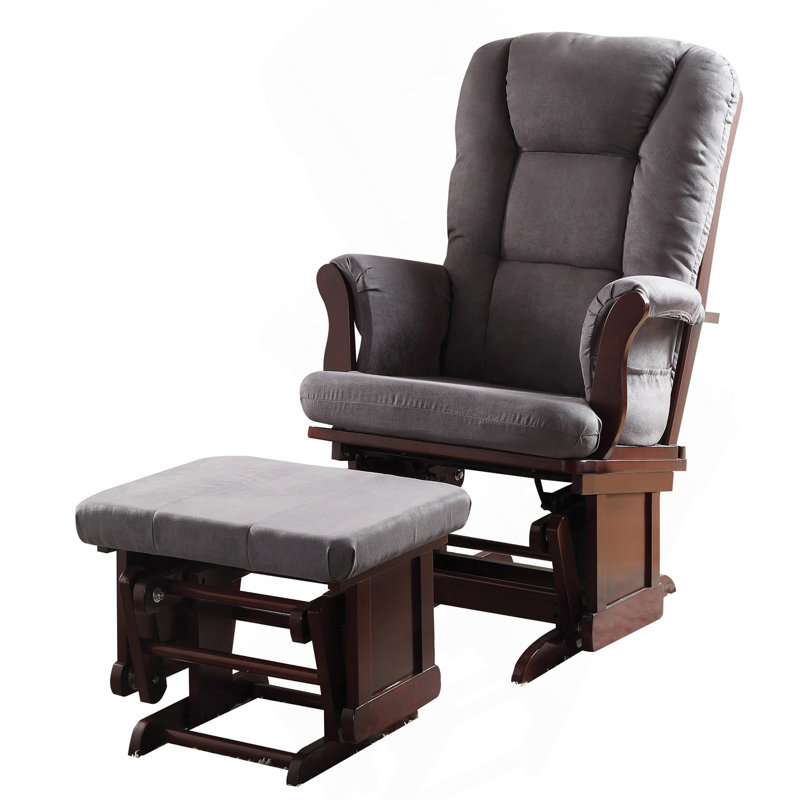 Fauteuil coulissant avec repose-pieds gris et cerise