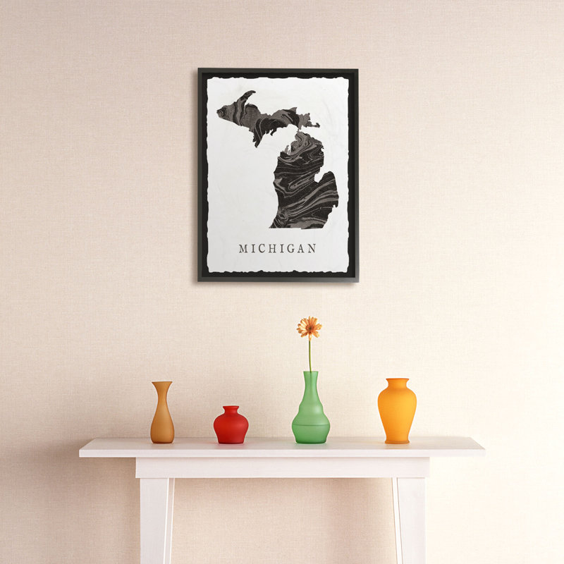 « marbleed paper michigan state silhouette », impression, Toile tendue, H 20 po x l 16 po x P 1,5 po