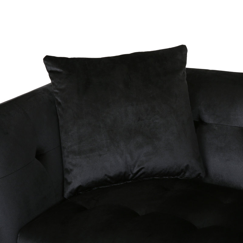 86.75'' Velvet Sofa, Black