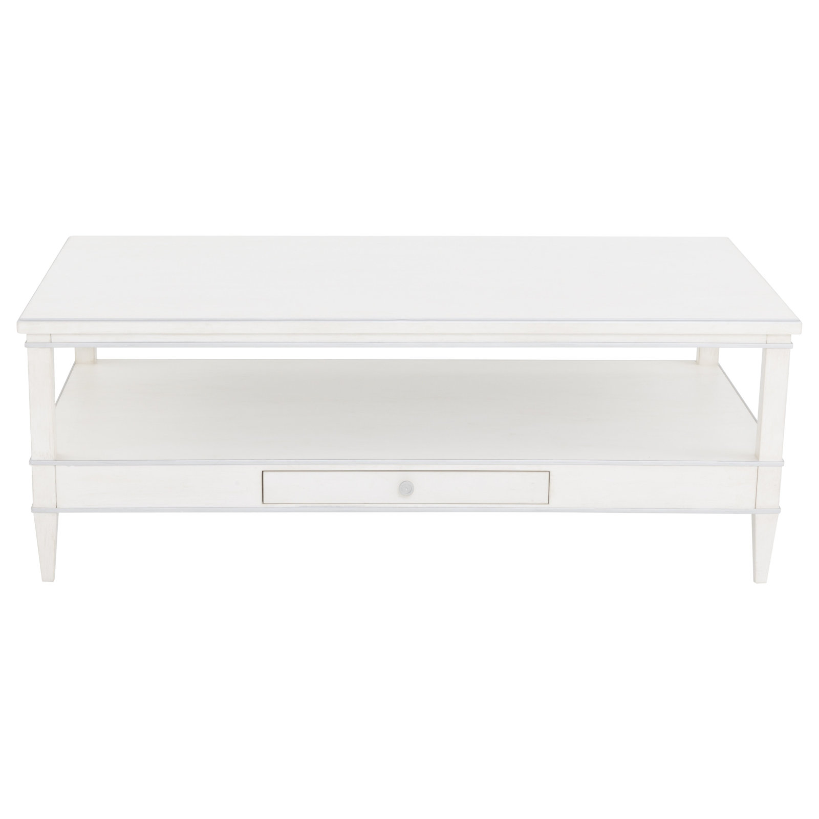 Camille 50 " Coffee Table, White/Antique Pewter