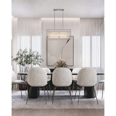 12-Light Chrome Metal Chandelier With Clear Crystals