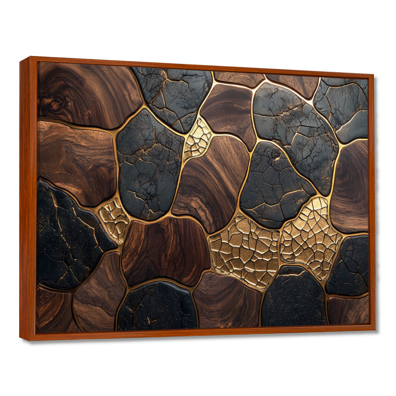 Soft Neutral Earth Colour Marble Balance I - Abstract Wall Art, H 12 po x l 20 po, Floater Framed, Brun