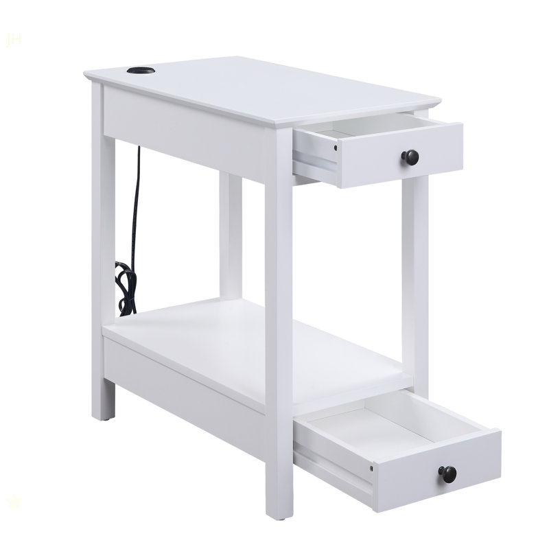 Table d'appoint Byzad à finition blanche avec USB