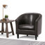 Fauteuil de baignoire contemporain en cuir végétalien avec accoudoirs hauts et coussin amovible Austin