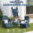Outdoor Folding Adirondack Chair for Patio Fire Pit, Wooden Textured HDPE Adjustable Chairs with Cup Holder, Waterproof All Weather Resistant Plastic for Pool Lawn Garden Backyard(NavyBlue)-775921766