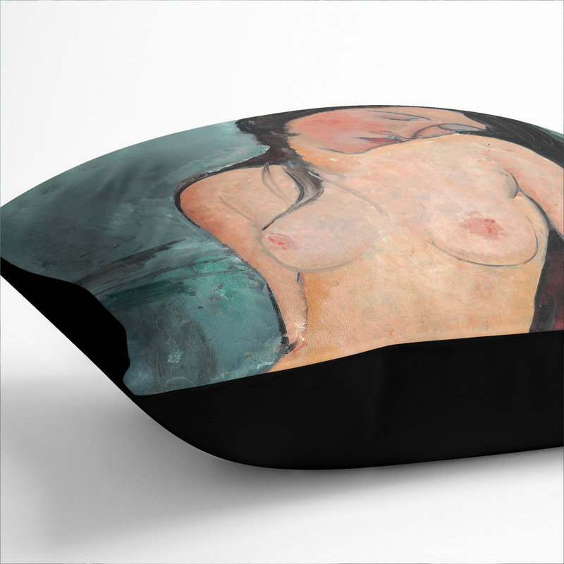 Female Nude Square Throw Cushion, Black, 55cm H x 55cm W x 20cm D