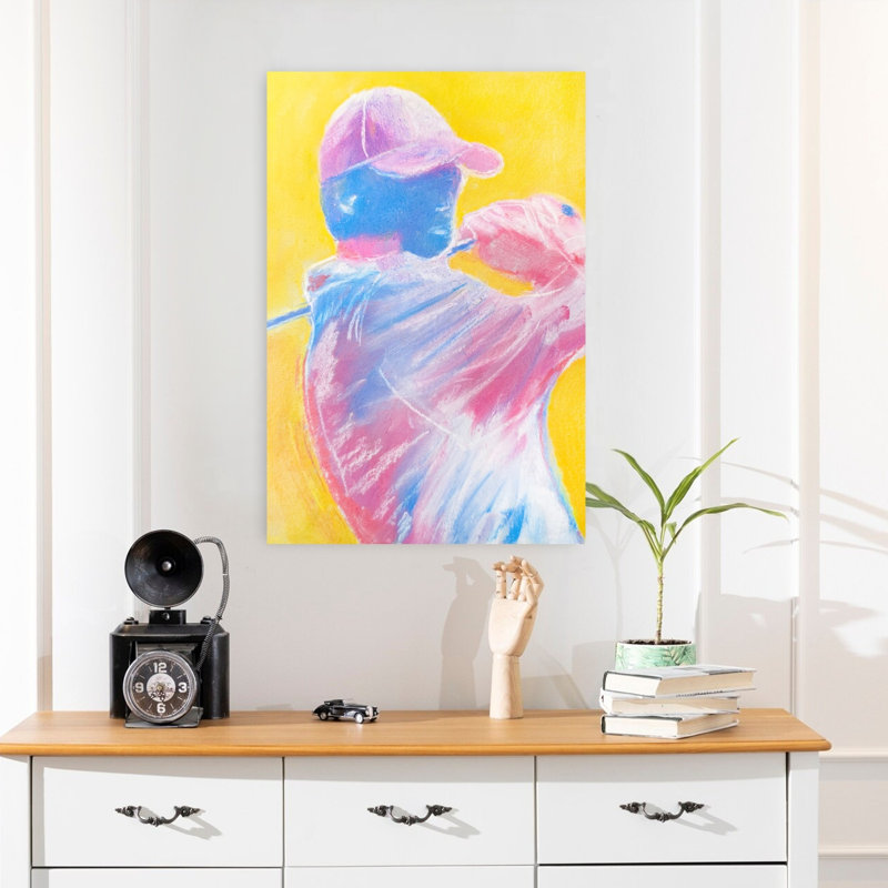 «Vibrant Golf Swing», art mural moderne abstrait coloré, H 24 po x l 16 po
